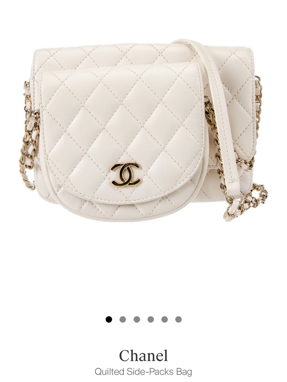 CHANEL Cream Quilted Double-Pouch Crossbody with Gold Chain in amazing condition